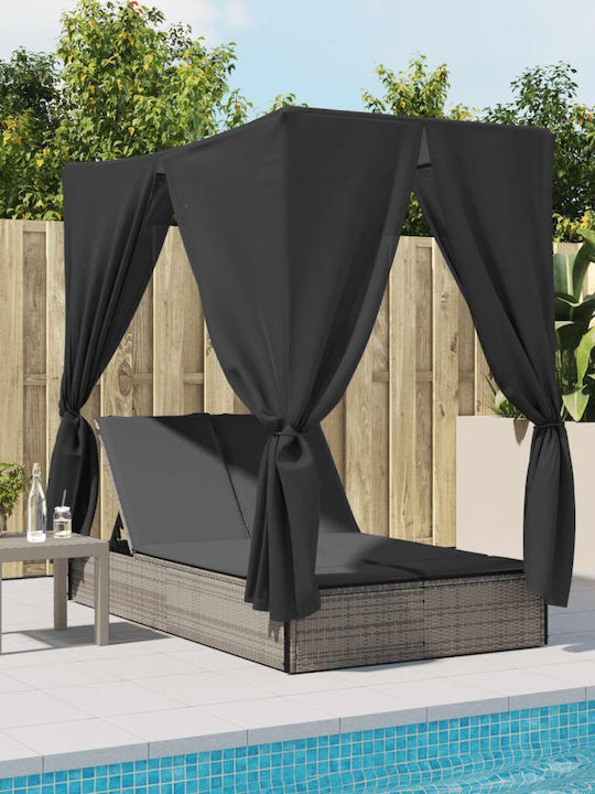 Ξαπλώστρα Διπλή Rattan με Μαξιλάρι Γκρι 110x200εκ.