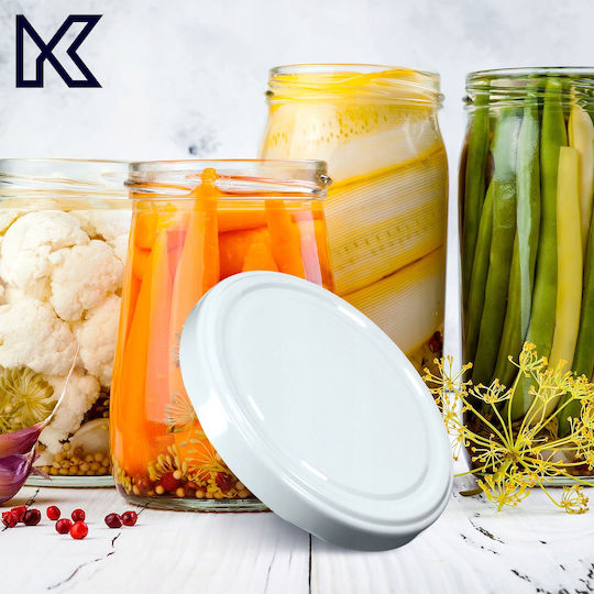 Kadax Καπάκι για Δοχείο Αποθήκευσης από Μέταλλο 10cm σε Λευκό Χρώμα 27170 10τμχ
