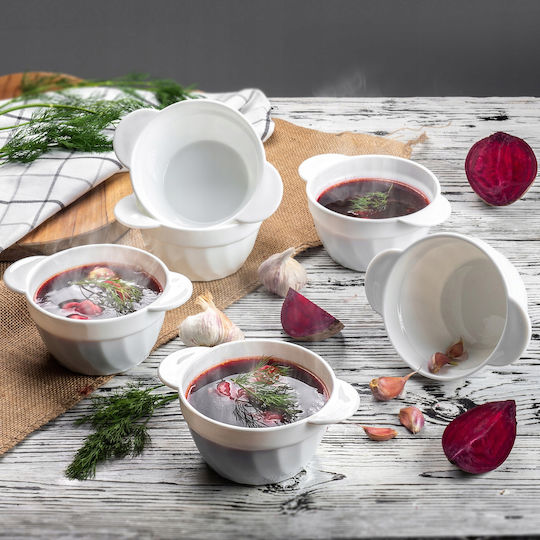 Kadax Serving Bowl Round Glass White with Diameter 18.5cm 3pcs