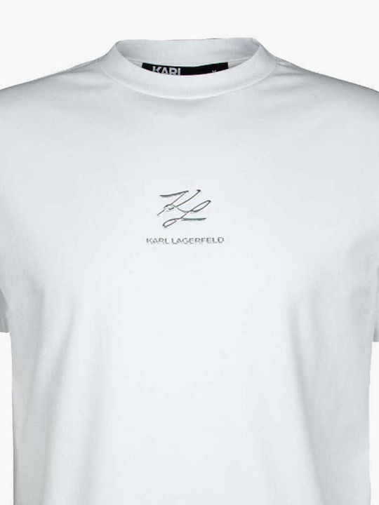 Karl Lagerfeld T-shirt Bărbătesc cu Mânecă Scurtă White