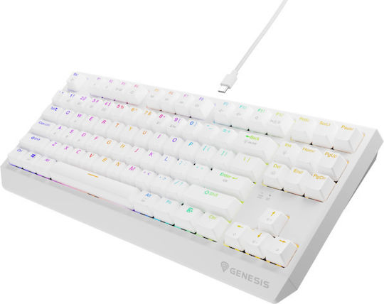 Genesis Thor 230 TKL Ασύρματο Gaming Μηχανικό Πληκτρολόγιο Tenkeyless με Outemu Red διακόπτες και RGB φωτισμό (Αγγλικό US) Λευκό