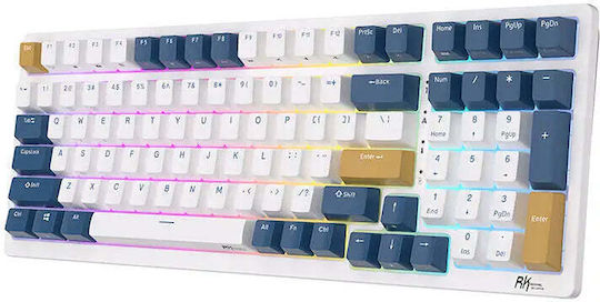 Royal Kludge RK98 Wireless Gaming Mechanical Keyboard with Custom Red switches and RGB lighting (English US) White