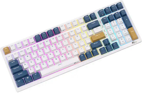 Royal Kludge RK98 Wireless Gaming Mechanical Keyboard with Custom Red switches and RGB lighting (English US) White