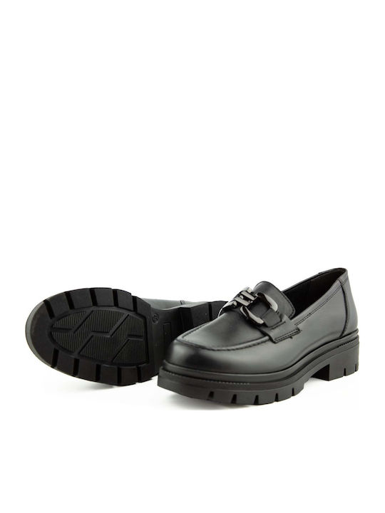 Leather Women's Moccasins in Black Color