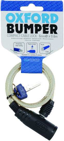 Oxford Bumper Cable Κλειδαριά Ποδηλάτου Κουλούρα με Κλειδί Ασημί