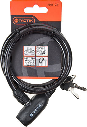 Tactix Bicycle Cable Lock with Key Black