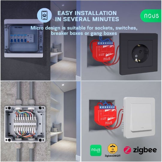 Nous Интелигентен Превключвател 1 Канал ZigBee 16A