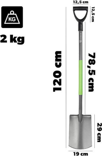 Kadax Gerade Schaufel mit Stiel 120cm und Metallgriff