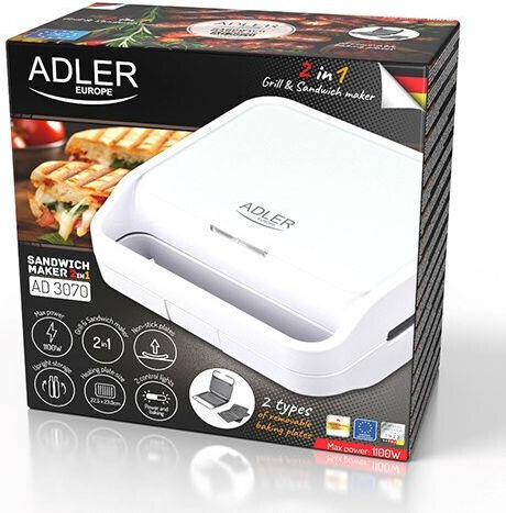 Adler Τοστιέρα για 2 Τοστ 850W Λευκή