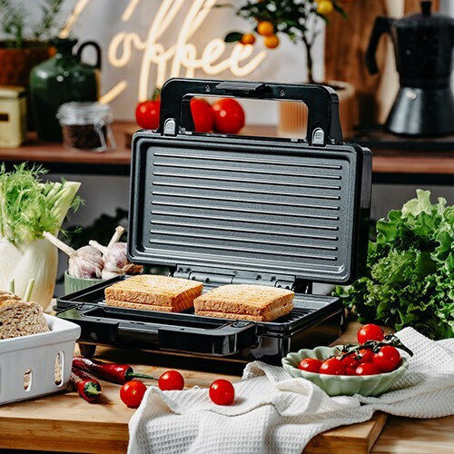 Adler Τοστιέρα με Αποσπώμενες Πλάκες για 2 Τοστ 1000W Inox