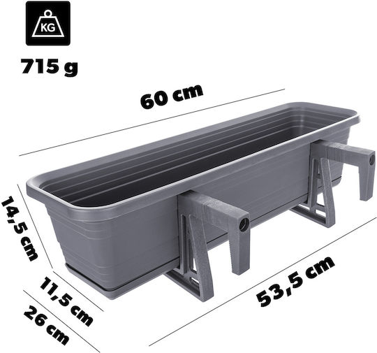 Kadax Planter Box Plastic Gray 60cm.
