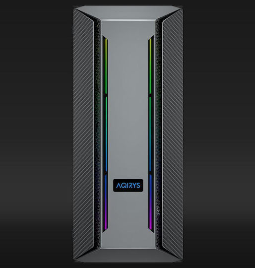 Aqirys Mizar Gaming Midi Tower Κουτί Υπολογιστή με Πλαϊνό Παράθυρο και RGB Φωτισμό Μαύρο