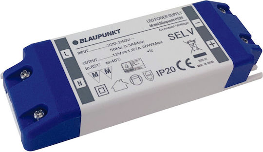 Greenie Τροφοδοτικό LED IP20 Ισχύος 20W με Τάση Εξόδου 12V