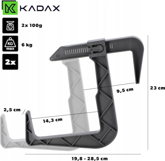 Kadax Куки за саксия Пластмасови Сив 2бр