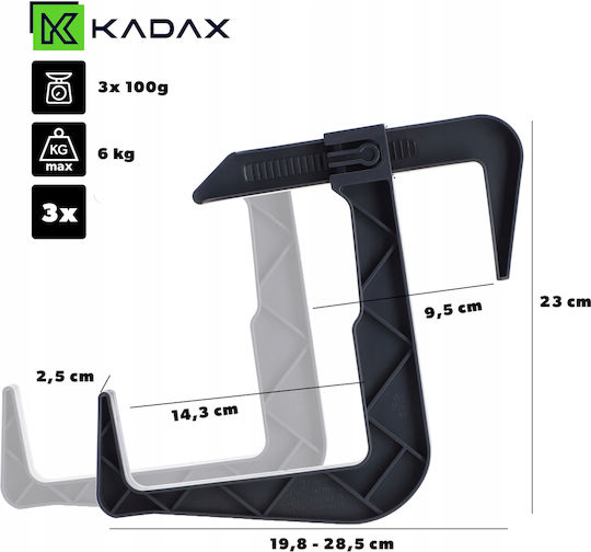 Kadax Άγκιστρα Γλάστρας Πλαστικά Γκρι 3τμχ