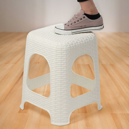 Stool For Kitchen Plastic White 2pcs