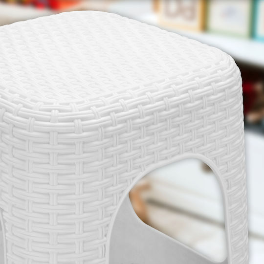 Stool For Kitchen Plastic White 2pcs