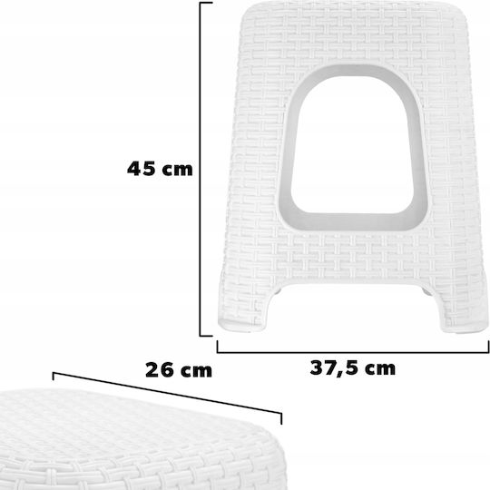Stool For Kitchen Plastic White 2pcs