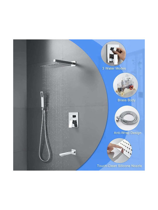 Wallex Hydroflow 3x® за Душ 3 Изхода Inox Сребрист