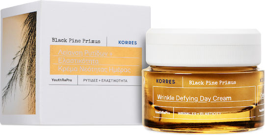 Korres Black Pine Primus Cremă de Față de Zi pentru Anti-Îmbătrânire și Strălucire cu Retinol și Acid Hialuronic 40ml