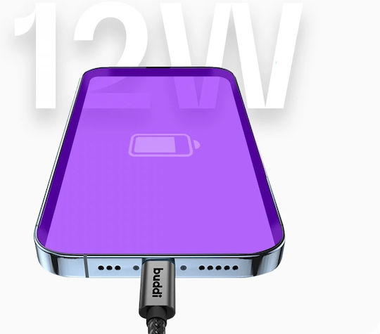 Buddi USB-A to Lightning Cable 12W Μαύρο 0.3m (122496)