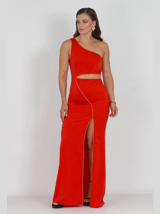 Bellino Maxi Evening Dress with Slit Red