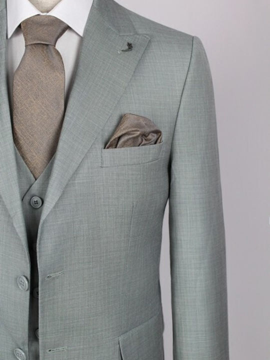 Men's Mint Green Suit Mixed Wool 65% Polyester 35% Viscose