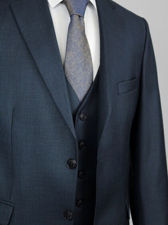 Men's Dark Blue Suit Mixed Wool 65% Polyester 35% Viscose