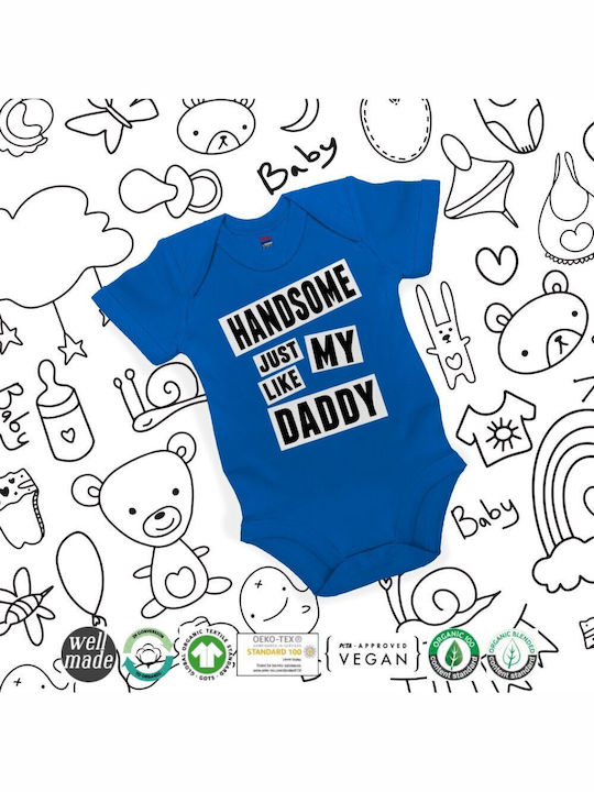 Koupakoupa Handsome Just Like My Daddy Baby Bodysuit Underwear Short-Sleeved Cobalt Blue