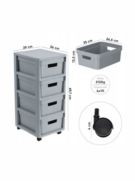 Curver Floor Bathroom Shelf Plastic with 4 Shelves 30x36x69cm Gray