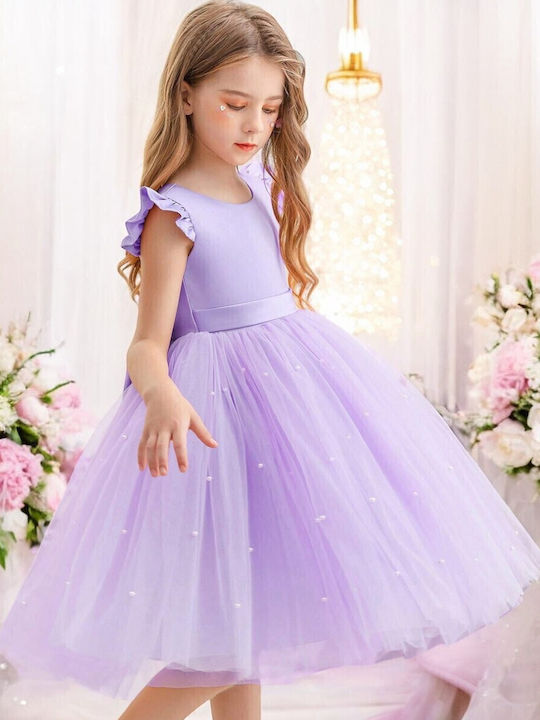 Children's Dress Short Sleeve Tulle Lilac