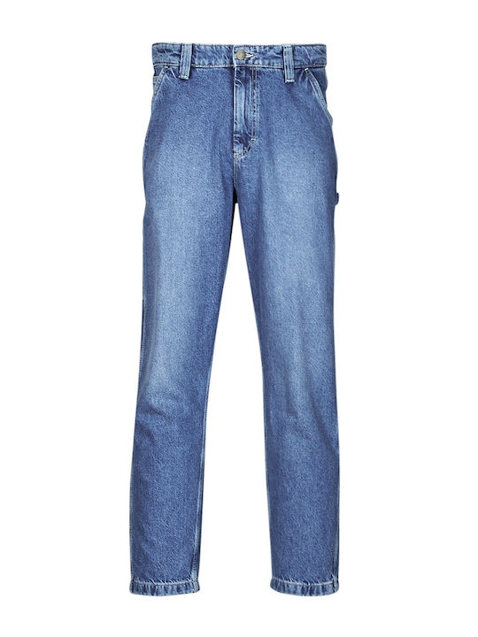Carpenter Men's Jeans Pants Elastic with Relaxed Straight Fit Blue