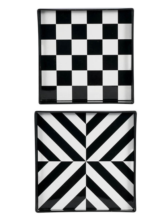 Artekko Tray for Serving PP 35cm Plastic Square Serving Tray with Handles in Black Color 35x35x4cm 44280 2pcs