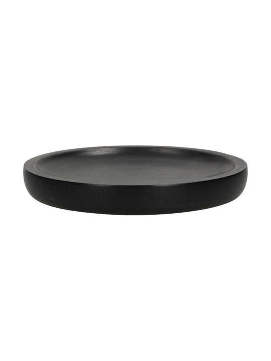 ArteLibre Wooden Round Serving Tray with Handles in Black Color 20.3x20.3x2.5cm 05150076 1pcs