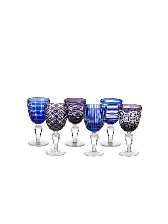 Pols Potten Cobalt Mix Set de pahare pentru Vin Alb din Sticlă Cu picior 6buc