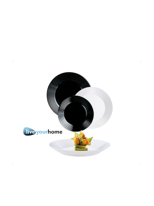 Luminarc Harena Plate Shallow Glass Black with Diameter 25cm 1pcs