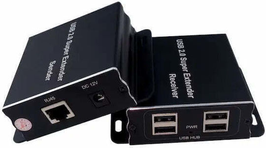 Удължител за USB Estillo Askhu04-usb 1x4 усилва USB сигнала до 100 м по UTP кабел Cat5e/6