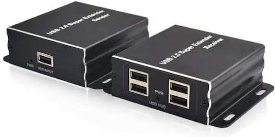 Удължител за USB Estillo Askhu04-usb 1x4 усилва USB сигнала до 100 м по UTP кабел Cat5e/6