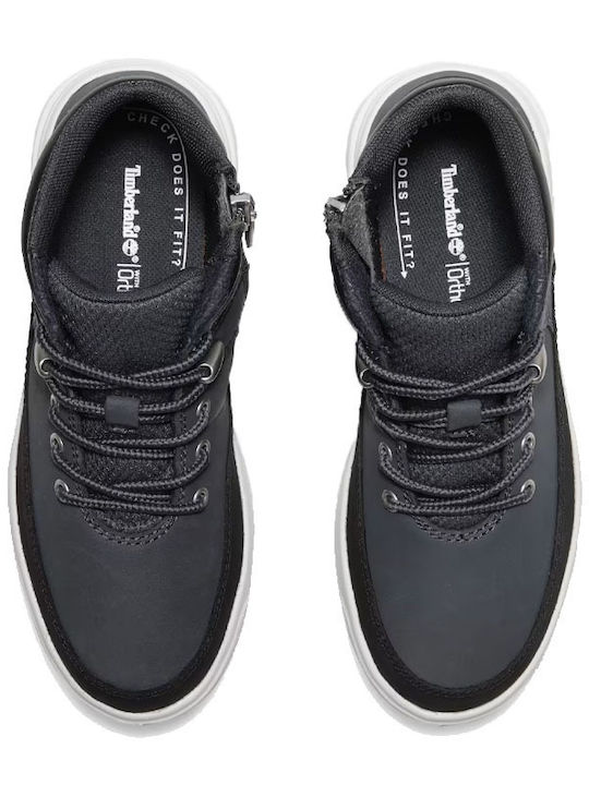 Leather Kids Boots with Laces Navy Blue