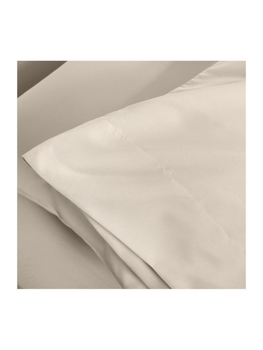 Cannon Sheet Sets Queen with Elastic 160x200+35cm. Stonewashed Cream 4pcs