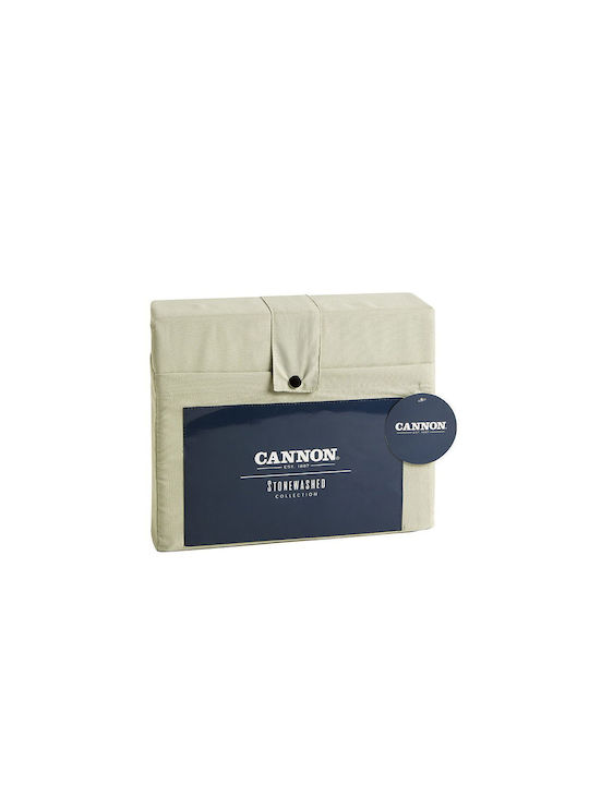 Cannon Сет Чаршафи с Ластик 160x200+35см. Stonewashed Sage Green 4бр
