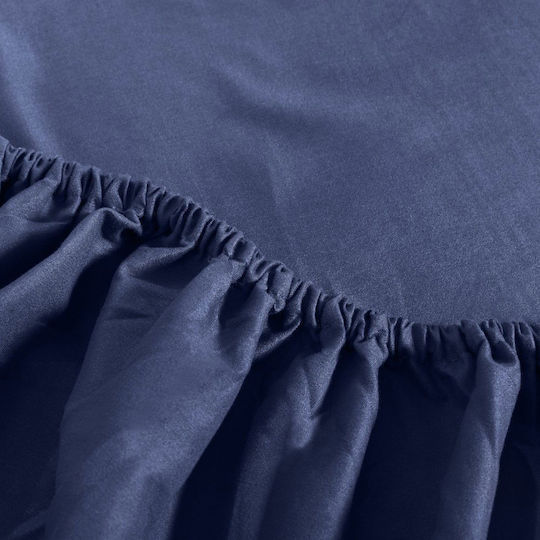 Cannon Stonewashed Σετ Σεντόνια Μονά με Λάστιχο 100x200+35εκ. Navy, Peony (3τμχ)