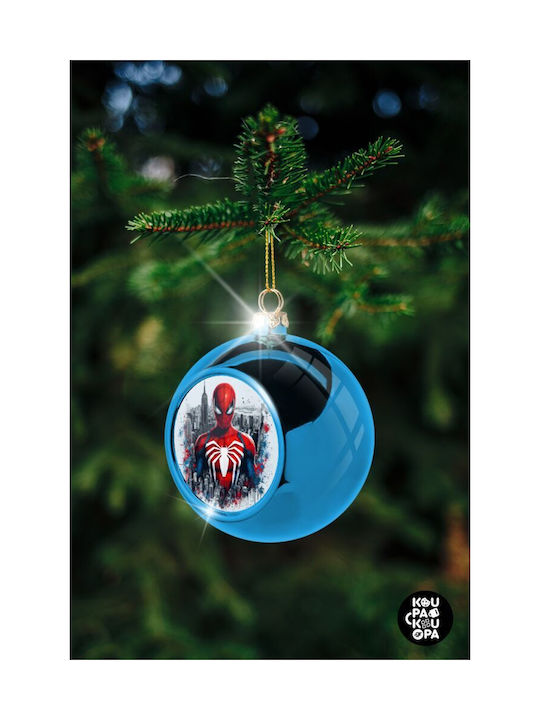 Koupakoupa Spiderman City Weihnachtshänger Kugel Ornament Plastik Blau 8cm