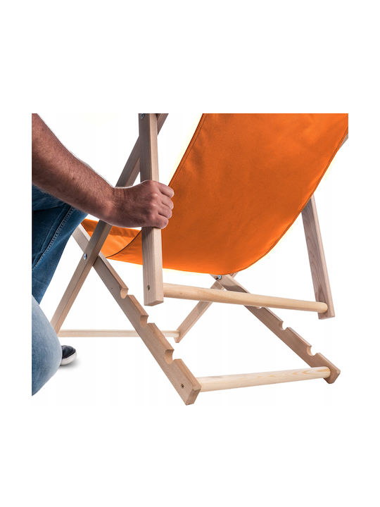 Liegestühle Holz mit Orange Stoff