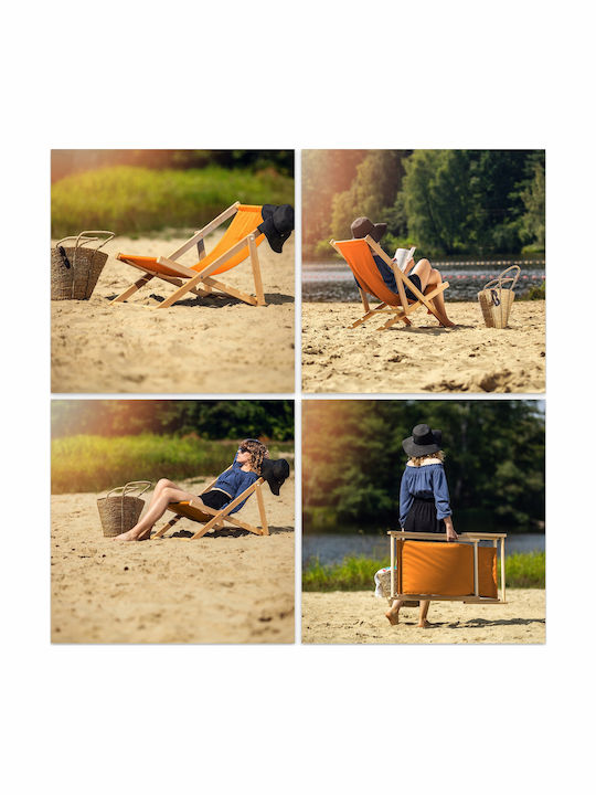 Liegestühle Holz mit Orange Stoff