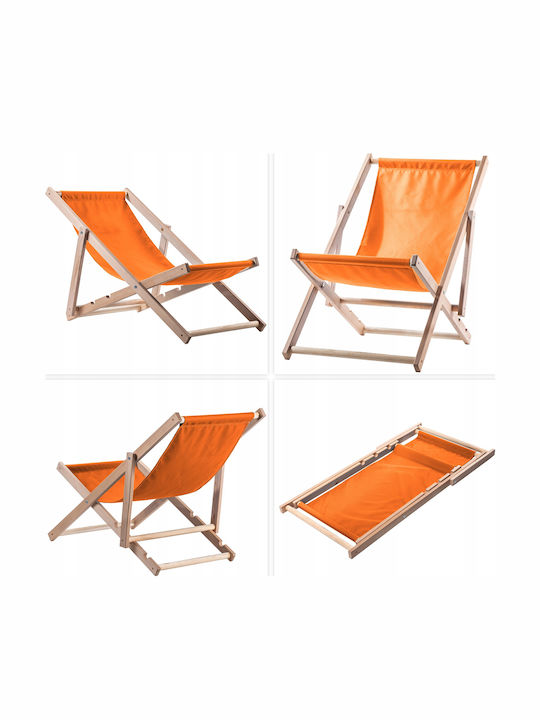 Liegestühle Holz mit Orange Stoff