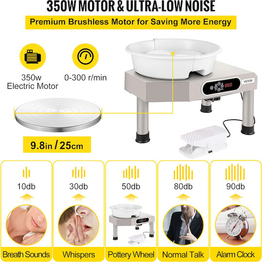 Electric Potter's Wheel Vevor Llv35 Foot Pedal 350w Lcd Display