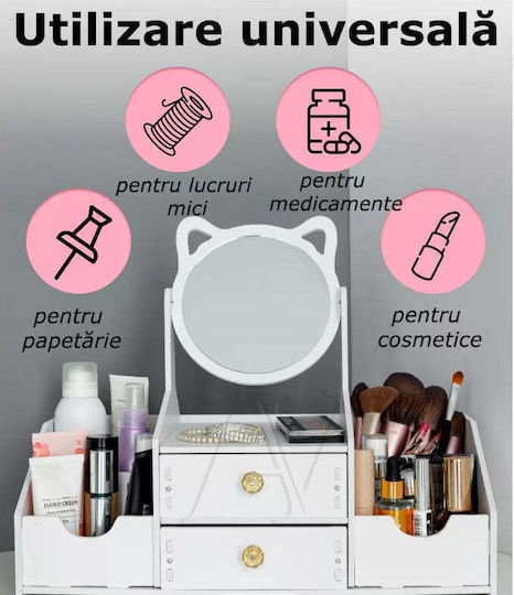 Organizator Cosmetice Cu 2 Sertare Alb