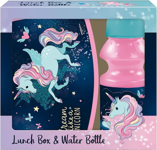 Derform Plastic Kids' Lunch Set Unicorns 0.33lt Transparent
