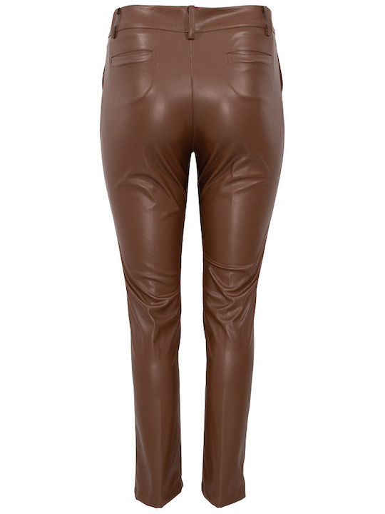 Forel Women's Leather Trousers in Slim Fit coffee